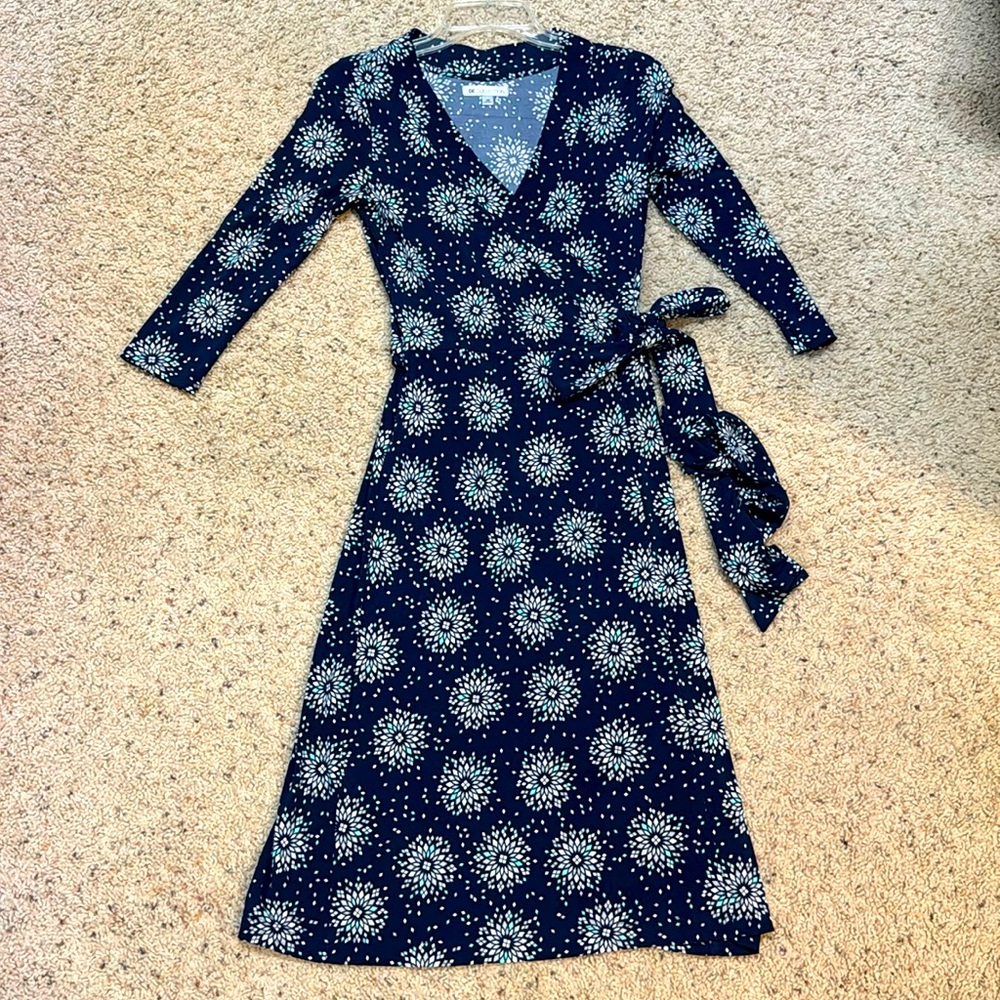 DownEast Navy Wrap Dress XS